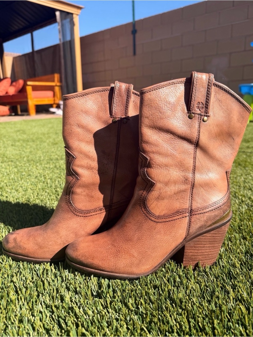 Lucky Brand Women’s Brown Leather Western Boots